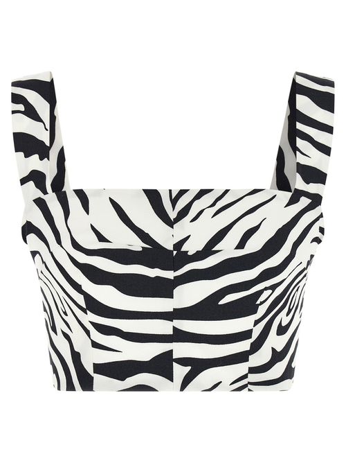 Zebra-Print Bustier Bodysuit — Black
