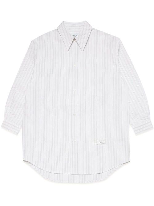 Striped poplin shirtdress - White