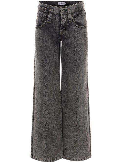 Washed wide-leg jeans - Black