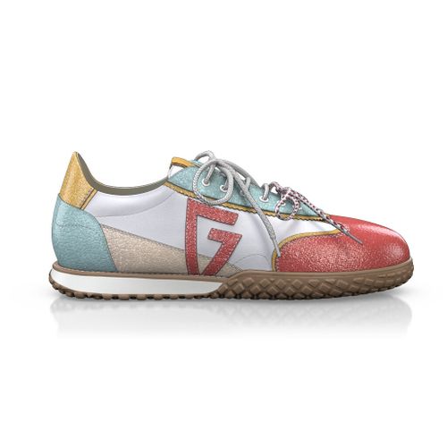 Baskets rétro running Femme Faites main en Italie en Cuir Blanc - Sur Mesure, Petit - GIROTTI