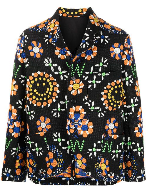 Embroidered boxy blazer - Black
