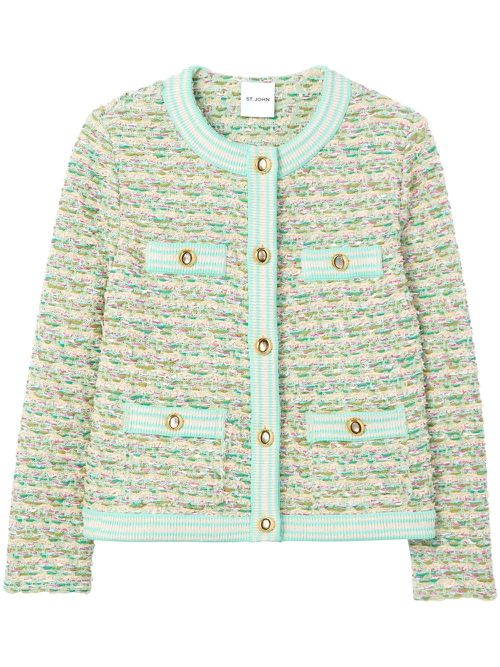 Boucle-tweed knit jacket - Green