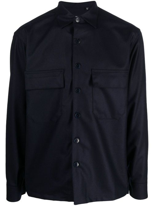 Long-sleeve virgin wool shirt - Blue