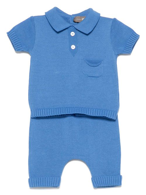 Little Bear knitted shorts set - Blue