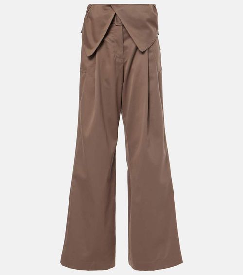Cotton twill wide-leg pants