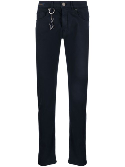 Logo-charm twill chinos - Blue