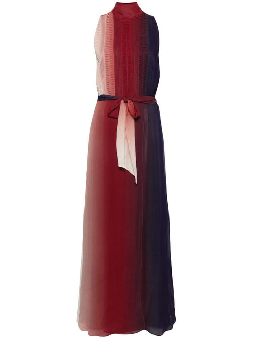 Pleated georgette gown - Red