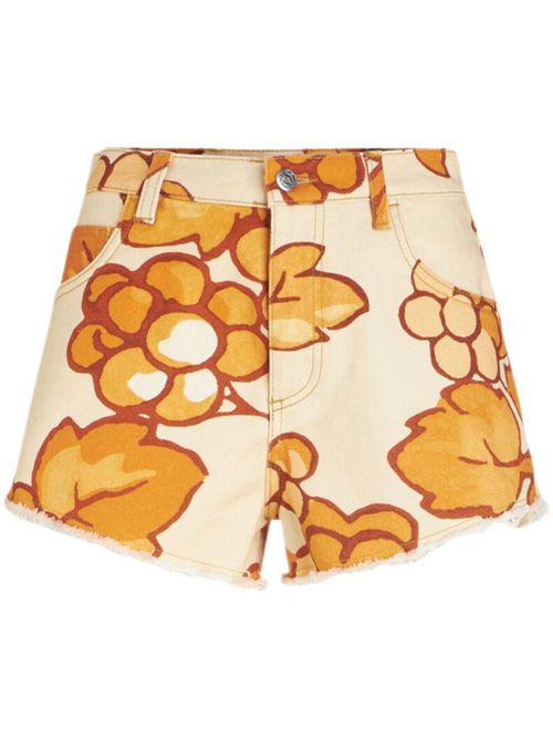 Berry-print denim shorts - Orange