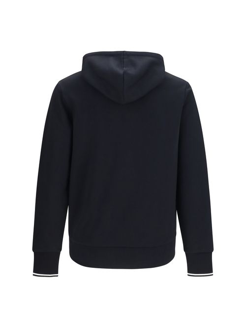 Cotton with Striped Cuffs Hoodie — Black