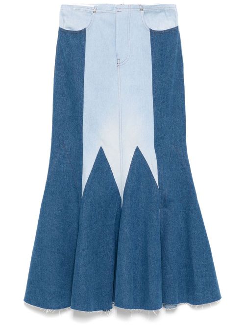 The Reconstituted Denim Godet Maxi skirt - Blue