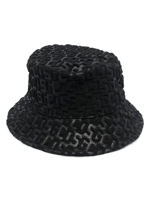 Embossed-monogram drawstring bucket hat - Black