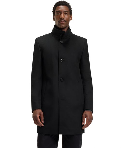 Boss by Men's Wool Cashmere Slim-Fit Coat - Black