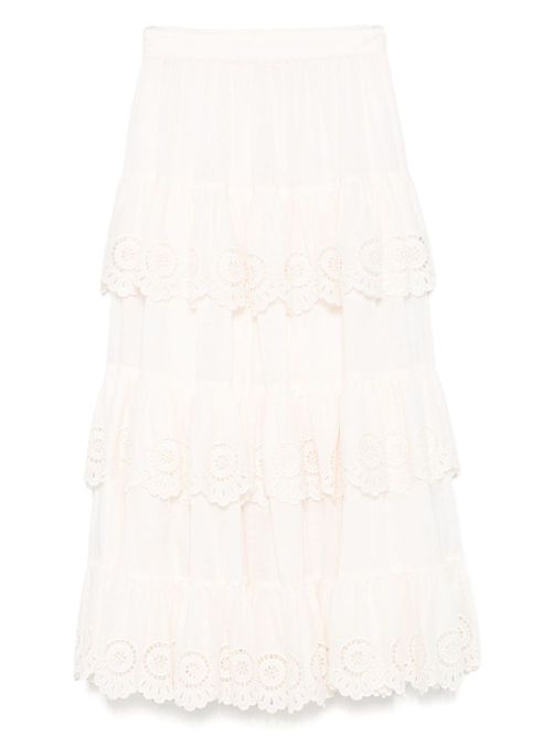 Lucky Embroidered Midi Skirt