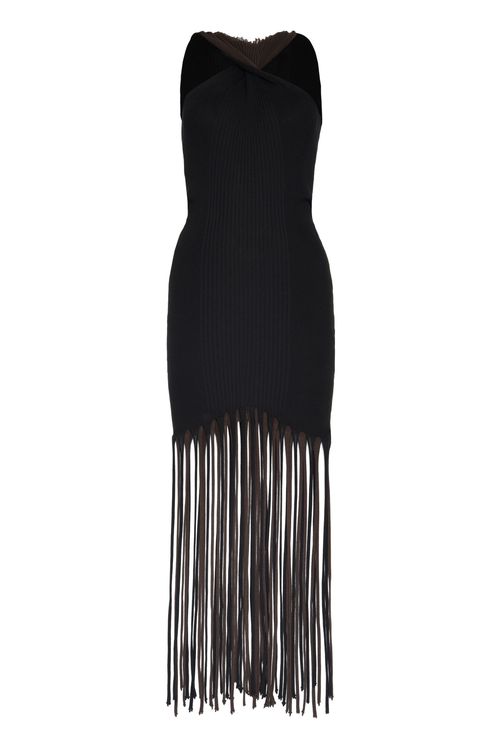 Cut-Out Shoulder Top with Fringed Hem