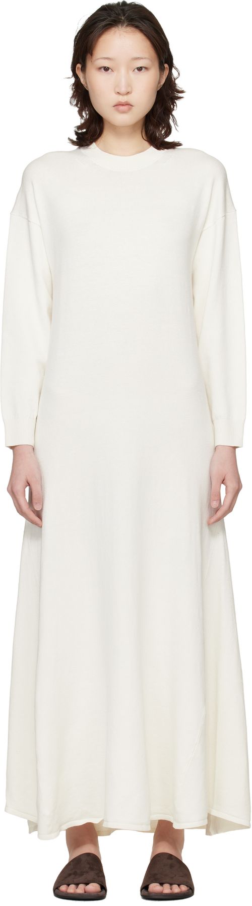 White Silk Linen Knit Maxi Dress