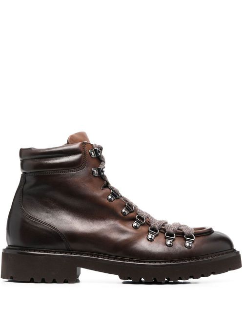 Ankle lace-up fastening boots - Brown