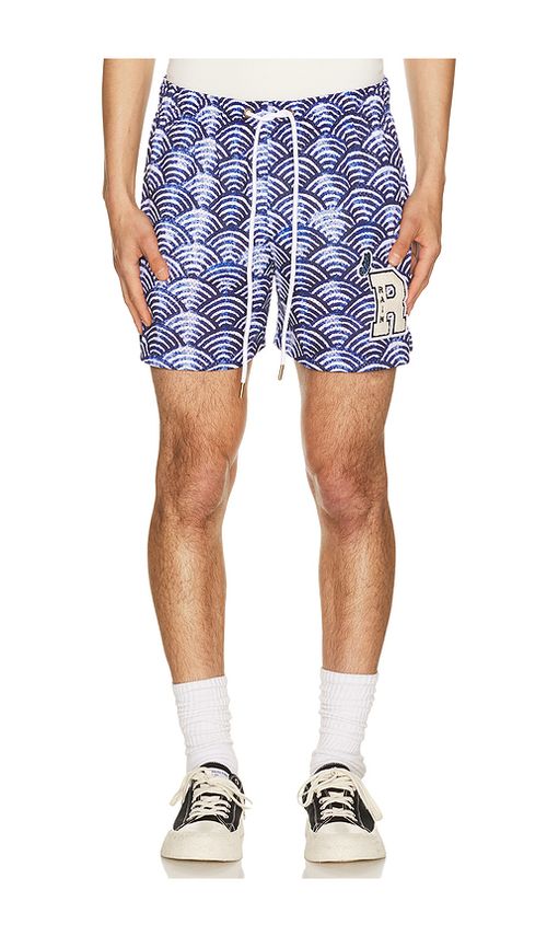Ryoko Rain Seigaiha Waves Shorts in Blue. - XL/1X also in S