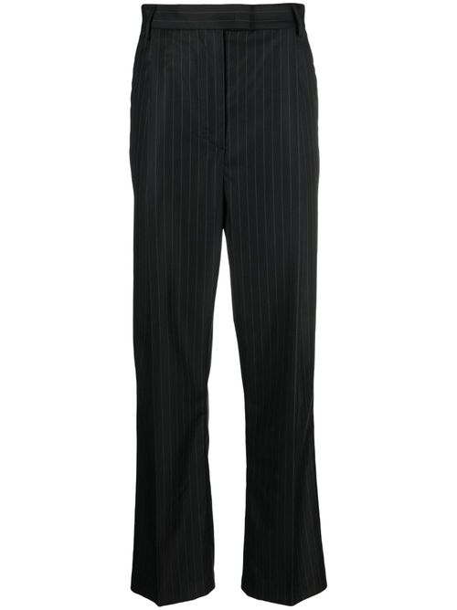 Pinstripe-print tailored trousers - Black