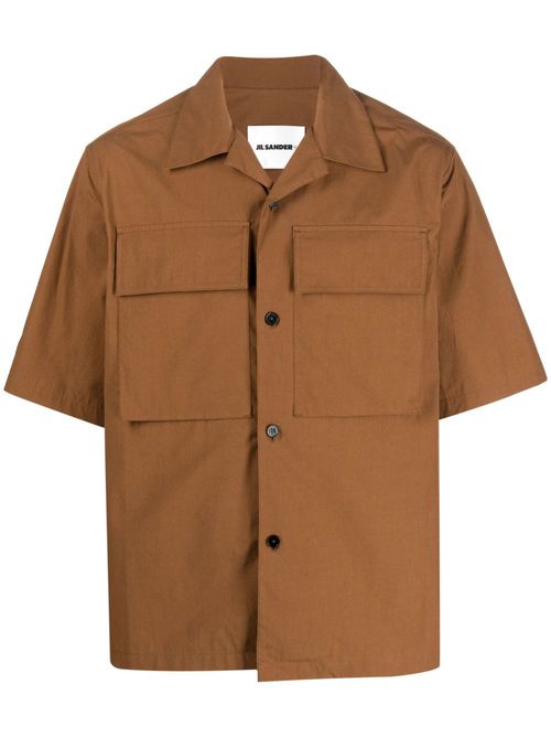 Flap-pocket cotton shirt - Brown