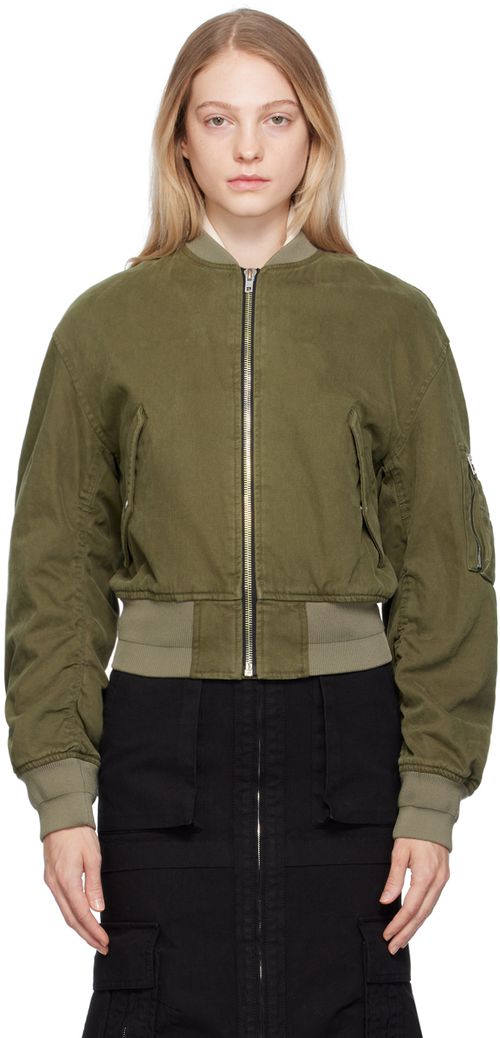 We11done Khaki MA-1 Denim Bomber Jacket