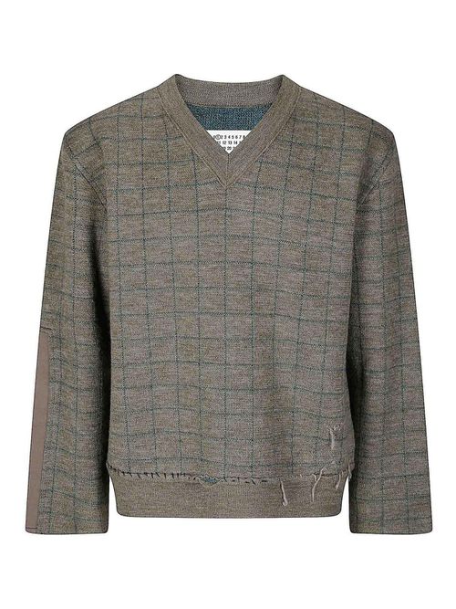 V-Neck Knitted Military Green