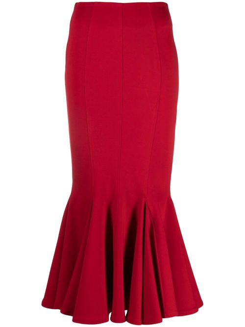 Flared hem midi skirt