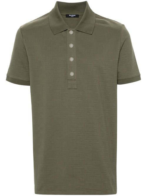 Jacquard cotton polo shirt - Green