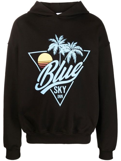 Logo-print cotton hoodie - Black