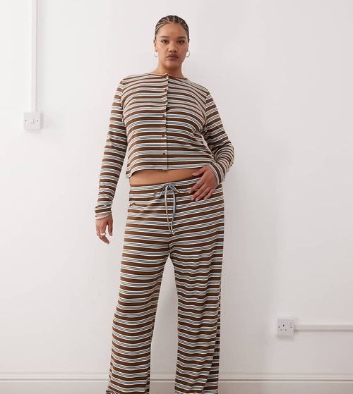 COLLUSION Plus relaxed rib knit striped pants-Multi