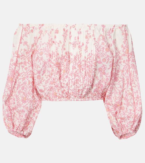 Poupette St Barth Bova floral cotton-blend crop top