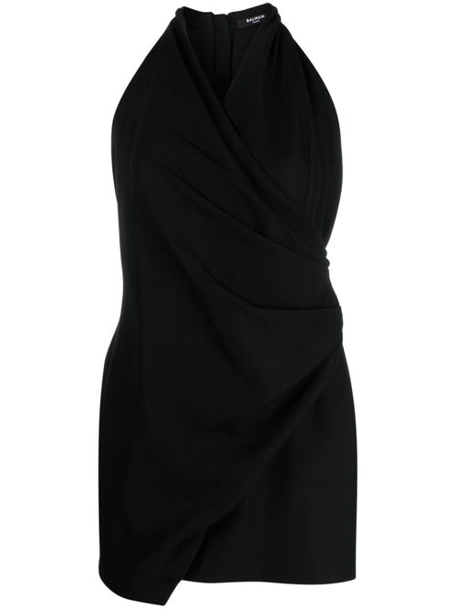 Halterneck draped mini dress - Black