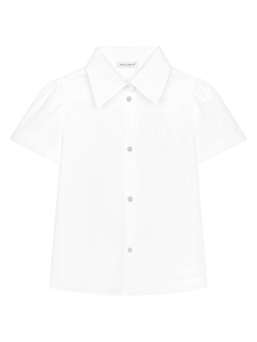 Logo-appliqué cotton shirt - White