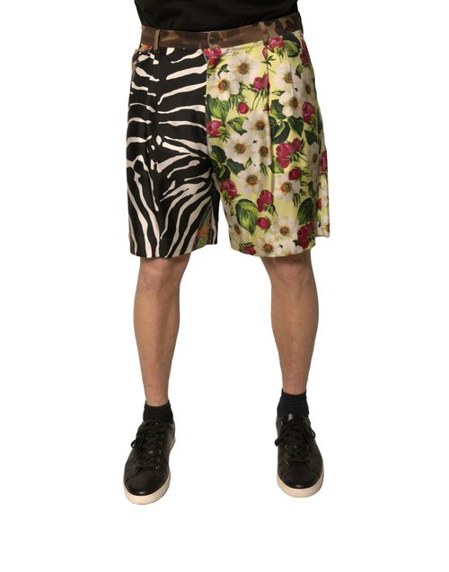 Patchwork Silk Chino Shorts — Multicolor