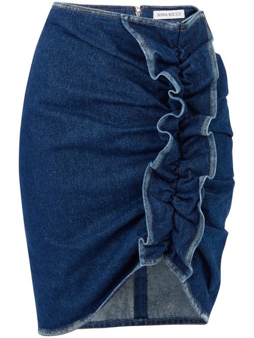 Draped denim skirt - Blue