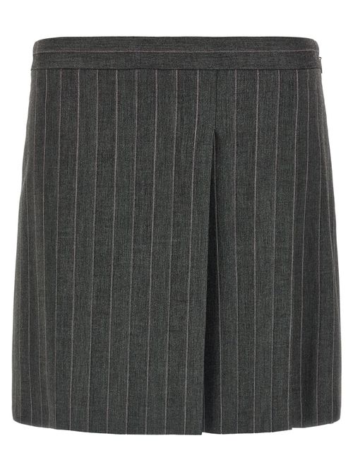 Pinstripe Flared Skirt — gray