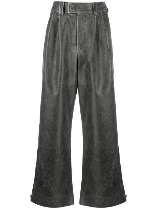 Belted suede wide-leg trousers - Black