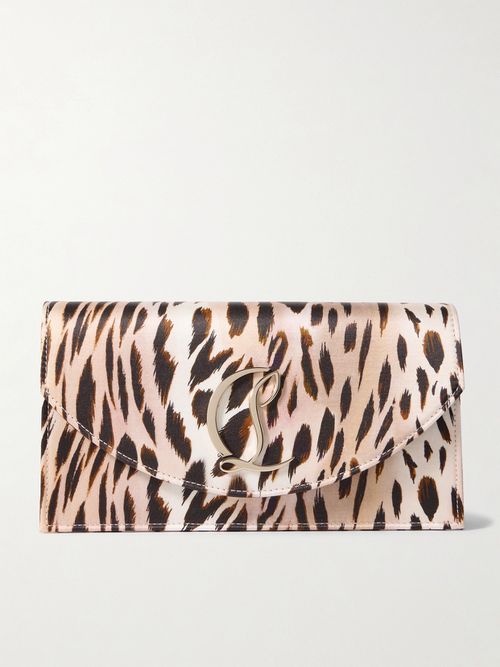 Loubi54 Embellished Leopard-print Satin Clutch - Leopard print