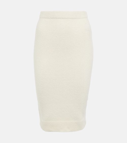 Knitted cotton-blend midi skirt