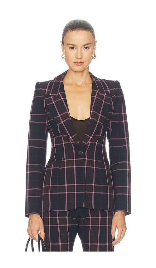 Smythe Hourglass Blazer in Fig Plaid. 10 also , 4