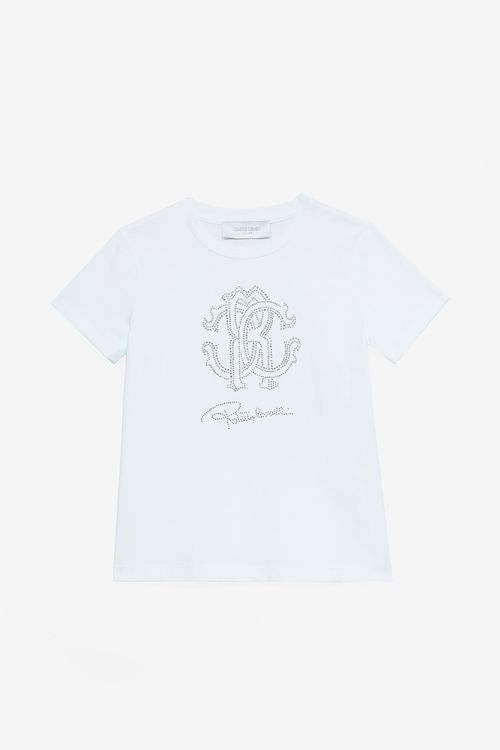 T-shirt With Rc Monogram And Rhinestone Logo - Female Girls (4