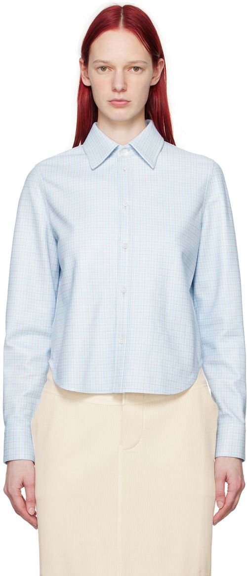 Bottega Veneta Blue Printed Leather Shirt