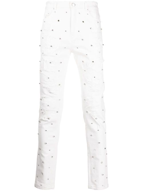 Apocalypse cubic zirconia jeans - White