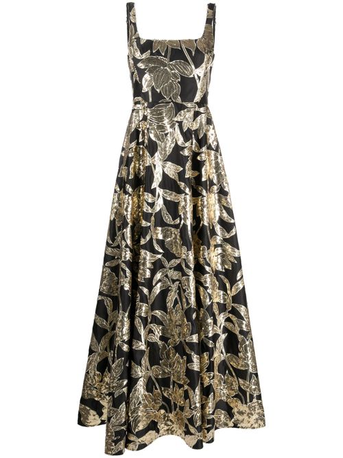 Lotus sequin-embellished gown - Black