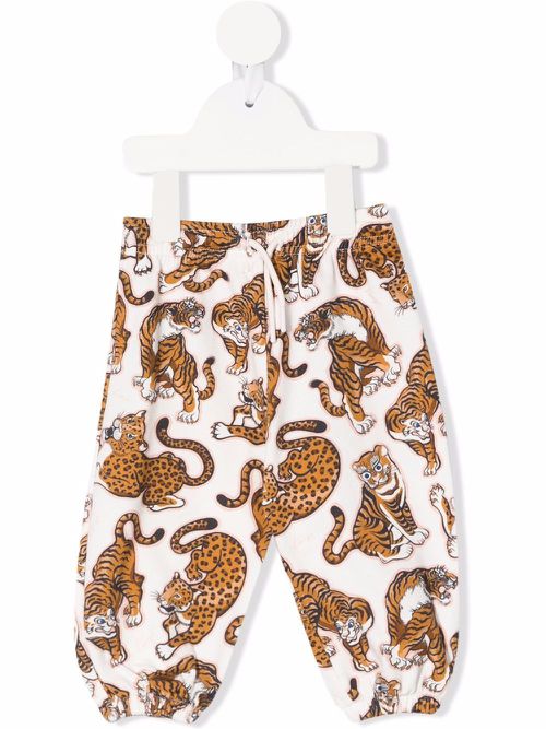Tiger-print track pants - White
