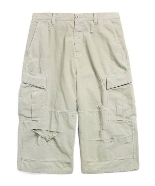 Men's Cropped Cargo Pants in Military Beige