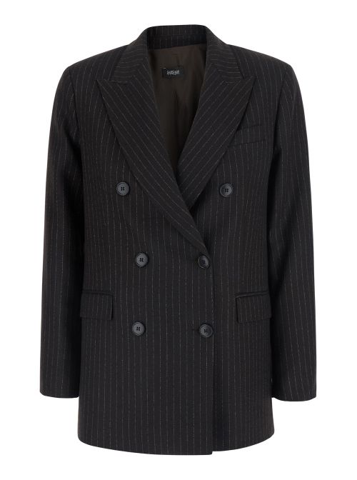 Pinstriped Tech Fabric Blazer — Brown