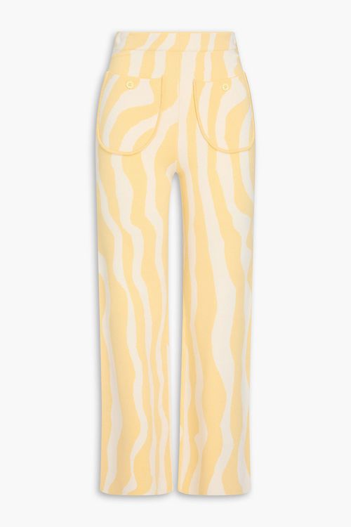 Two-tone knitted straight-leg pants - Yellow - XS