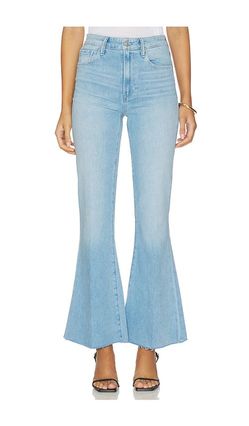 PAIGE Marlow Skimmer Raw Hem Seamed Belt Loops Flare Jeans in Blue. 23. Also , 25, 26, 27, 28, 29, 31, 32