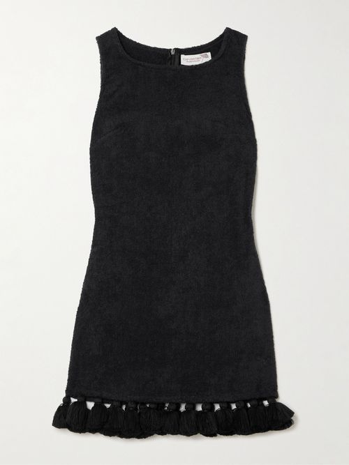 cap d'antibes tasseled cotton-terry mini dress Cap d'Antibes | Cap d'Antibes - Tasseled Cotton-terry Mini Dress - Black