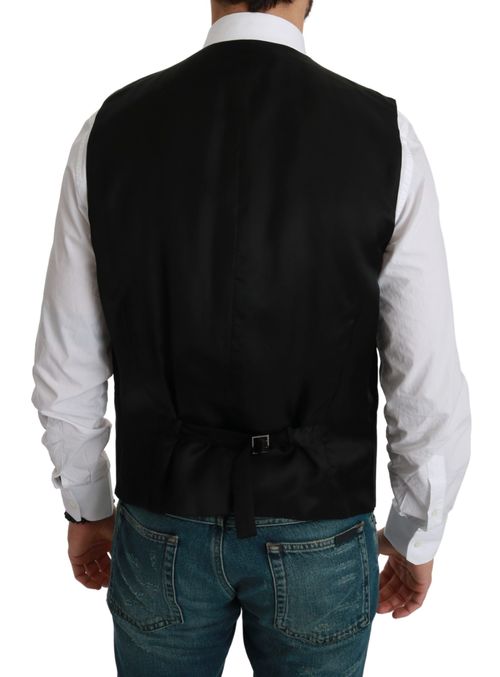 Striped Cotton-Silk Vest — Black